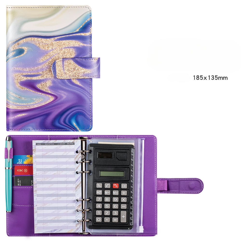 Wholesale A6 Loose Leaf PU Leather Cash Budget Envelope Loose Leaf Zipper Sticker Notebook